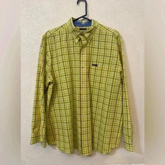 Chaps Mens Yellow Plaid Long Sleeves Collared Button Down Shirt Size XL TG - Picture 1 of 4